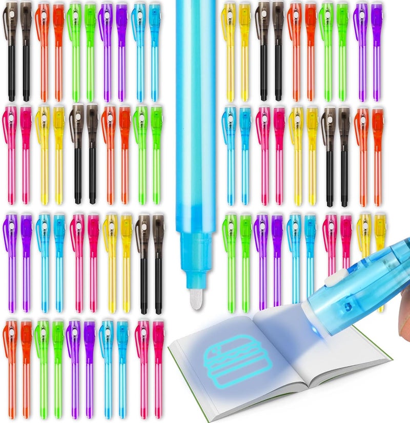 Daemson 70PCS Invisible Ink Pens with UV Light – 7 Colors Spy Pens for Secret Messages – Fun Party Favors, Halloween, Christmas, Stocking Stuffers, Treasure Hunt, Classroom & Birthday Gifts - Image 1